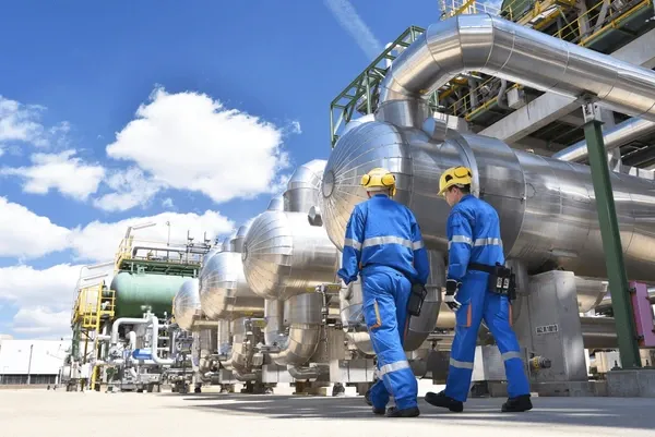 Chemical plant workers